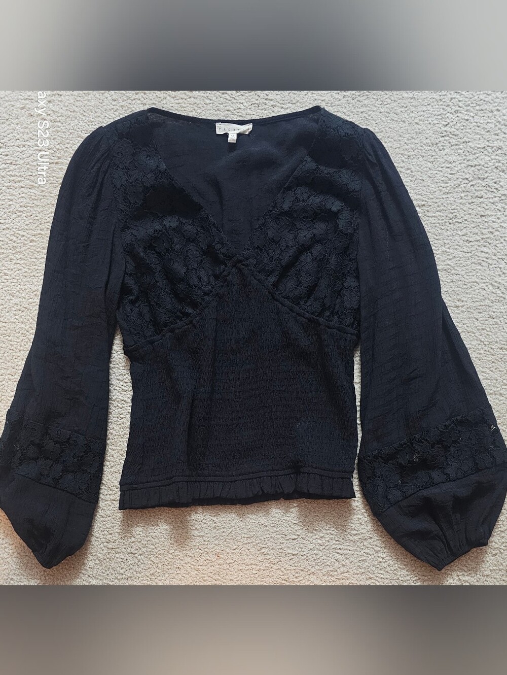 NWOT Promesa "Romance Me" Lace Smocked Peasant Top in Black - Boho Cottagecore M - Picture 8 of 12